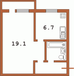 Планировка однокомнатной квартиры тип 4