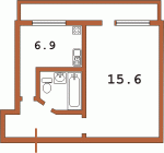 Планировка однокомнатной квартиры тип 4 Дом № 3  Малиновского ул.  Оболонский район  Улицы  Киева