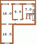 Планировка трехкомнатной квартиры тип 1 Дом № 3  Малиновского ул.  Оболонский район  Улицы  Киева