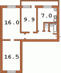 Планировка трехкомнатной квартиры тип 5 Дом № 3  Малиновского ул.  Оболонский район  Улицы  Киева