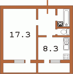 Планировка однокомнатной квартиры  тип 1