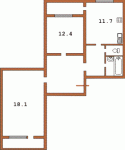 Планировка двухкомнатной квартиры тип 6