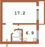 Планировка однокомнатной квартиры тип 3