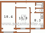 Планировка квартиры Зал (двуспальная кровать) двухкомнатные квартиры посуточно в киеве