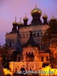 Ночной вид храма с куполами Покровский женский монастырь  Достопримечательности Киева - Культовые сооружения  (178)