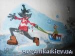 Волк и заяц на Залки 4Б Рисунок на стене дома  Приколы - Двор, окрестности  (89)
