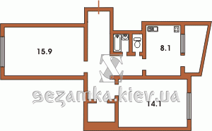 Планировка двухкомнатной квартиры (трехкомнатная без одной комнаты) Планировка двухкомнатной квартиры (трехкомнатная без одной комнаты) Серия БПС-6