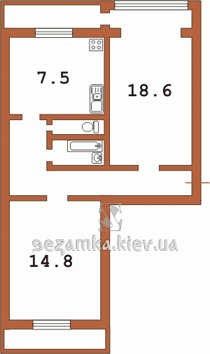 Планировка двухкомнатной квартиры тип 9 Планировка двухкомнатной квартиры тип 9 чешка с эркером 12У