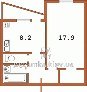 Планировка однокомнатной квартиры тип 1А (перепланирована) Планировка однокомнатной квартиры тип 1А (перепланирована) Серия БПС-6