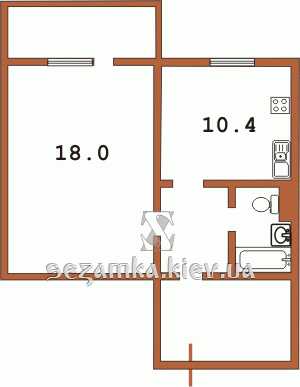 Планировка однокомнатной квартиры тип 2 Планировка однокомнатной квартиры тип 2 Серия АППС, АППС-134, АППС-люкс