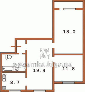Планировка трехкомнатной квартиры тип 2 (перепланирована) Планировка трехкомнатной квартиры тип 2 (перепланирована) Серия 134