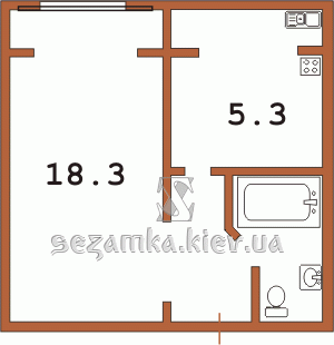Планировка однокомнатной квартиры Тип - 2 (перепланирована) Планировка однокомнатной квартиры Тип - 2 (перепланирована) чешка с эркером 12У
