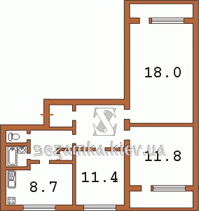 Планировка трехкомнатной квартиры тип 3 Планировка трехкомнатной квартиры тип 3 Серия 134Ш