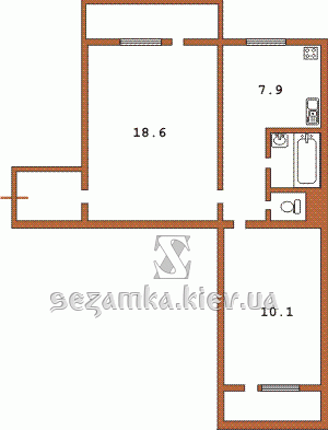 Планировка двухкомнатной квартиры (в торце лестничной клетки) Планировка двухкомнатной квартиры (в торце лестничной клетки) Кирпичная девятиэтажная хрущевка