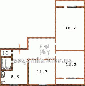 Планировка трехкомнатной квартиры тип 4 в 12 этажной угловой вставке Планировка трехкомнатной квартиры тип 4 в 12 этажной угловой вставке Серия 134Ш