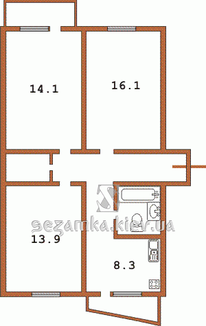 Планировка трехкомнатной квартиры - перепланирована Планировка трехкомнатной квартиры - перепланирована Серия БПС-6