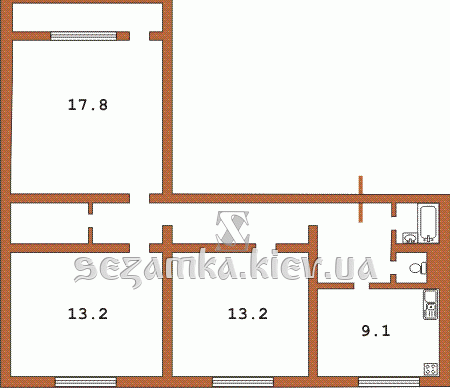 План трехкомнатной квартиры План трехкомнатной квартиры Серия №1