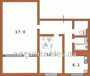 Двухкомнатная квартира (перепланированная) тип - 2 Двухкомнатная квартира (перепланированная) тип - 2 464 51/52