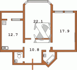 Планировка двухкомнатной квартиры (тип 4) Тип 9 (Пивденна Брама)  Планировки серийные - Каркасно-монолитные  (20)