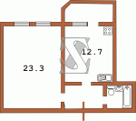 Планировка однокомнатной квартиры Тип 9 (Пивденна Брама)  Планировки серийные - Каркасно-монолитные  (20)