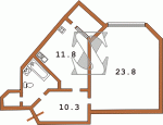 Планировка однокомнатной квартиры (тип 3) Тип 9 (Пивденна Брама)  Планировки серийные - Каркасно-монолитные  (20)