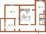 Планировка трехкомнатной квартиры Монолит тип 3  Планировки серийные - Монолиты  (8)