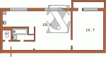 Планировка двухкомнатной квартиры тип 4 (перепланирована) Вид дома 4 Кирпичная девятиэтажная хрущевка