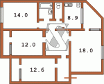 Планировка четырехкомнатной квартиры Серия АППС, АППС-134, АППС-люкс  Планировки серийные - "полнометражные" панельные  (20)