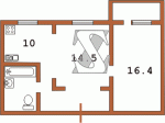 Планировка двухкомнатной квартиры тип 5 (перепланирована) Сталинка  Планировки серийные - "Хрущевки","Сталинки"  (10)
