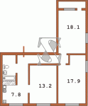 трехкомнатная квартира тип 2А (торцевая, перепланирована) 464 51/52+  Планировки серийные - "464, чешки"  (10)