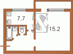 Планировка однокомнатной квартиры тип 4 480-ая (Кирпичная хрущевка)  Планировки серийные - "Хрущевки","Сталинки"  (10)