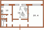 Планировка двухкомнатной квартиры тип 6 Сталинка  Планировки серийные - "Хрущевки","Сталинки"  (10)