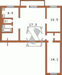 Планировка трехкомнатной квартиры тип 3 438-ая (Переходная)  Планировки серийные - "Хрущевки","Сталинки"  (10)