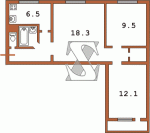 Планировка трехкомнатной квартиры тип 5 Планировка двухкомнатной квартиры тип 6Б Кирпичная девятиэтажная хрущевка