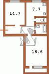 Планировка двухкомнатной квартиры тип 9 Сталинка  Планировки серийные - "Хрущевки","Сталинки"  (10)
