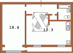 Планировка двухкомнатной квартиры тип 2 (перепланирована) чешка с эркером 12У  Планировки серийные - "464, чешки"  (10)