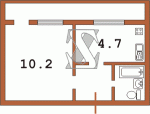 Стандартная квартира в противоположную сторону от подьезда с двойным балконом ММ-640  Планировки серийные - "Гостинки"  (12)