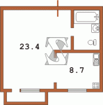 Планировка однокомнатной квартиры (перепланирована) Сталинка  Планировки серийные - "Хрущевки","Сталинки"  (10)