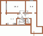 Планировка двухкомнатной квартиры (перепланирована) Серия №15  Планировки серийные - Кирпичные  (29)
