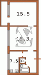 Планировка двухкомнатной квартиры тип 3 Панельная хрущевка  Планировки серийные - "Хрущевки","Сталинки"  (10)