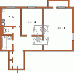 Планировка двухкомнатной квартиры тип 12 Сталинка  Планировки серийные - "Хрущевки","Сталинки"  (10)