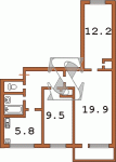 Планировка трехкомнатной квартиры тип 2 438-ая (Переходная)  Планировки серийные - "Хрущевки","Сталинки"  (10)