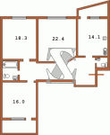 Планировка трехкомнатной квартиры Тип 9 (Пивденна Брама)  Планировки серийные - Каркасно-монолитные  (20)