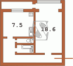 Планировка двухкомнатной квартиры тип 3 Тыльная сторона дома чешка с эркером 12У
