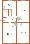 Планировка трехкомнатной квартиры тип 3 Панельная хрущевка  Планировки серийные - "Хрущевки","Сталинки"  (10)