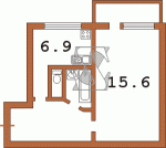Планировка однокомнатной квартиры тип 2 чешка  Планировки серийные - "464, чешки"  (10)