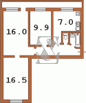 Планировка трехкомнатной квартиры тип 1 чешка  Планировки серийные - "464, чешки"  (10)