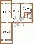 Планировка трехкомнатной квартиры тип 4 чешка  Планировки серийные - "464, чешки"  (10)