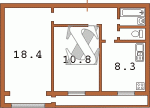 Планировка двухкомнатной квартиры тип 2 Тыльная сторона дома чешка с эркером 12У