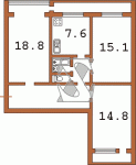 Планировка трехкомнатной квартиры тип 2 противоположная сторона дома чешка с эркером 12У
